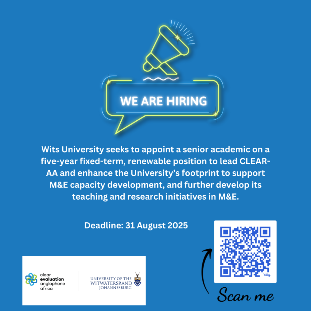 The University seeks to appoint a senior academic on a five-year fixed-term, renewable position to lead CLEAR-AA and enhance the University’s footprint to support M&E capacity development, and further develop its teaching and research initiatives in M&E.